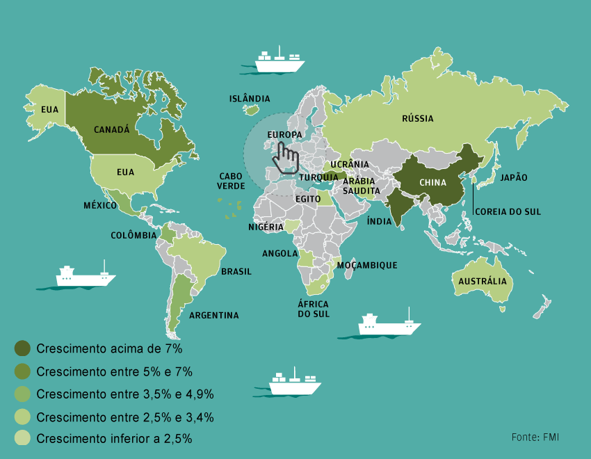 Mapa: Portugal a meio da tabela no crescimento mundial